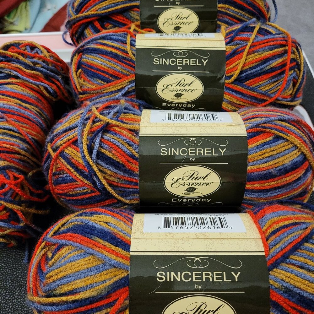 Sincerely by Purl Essence Everyday Yarn Multi-RedGoldNavyGrey